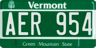 VT license plate AER954