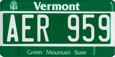 VT license plate AER959