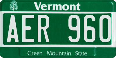 VT license plate AER960