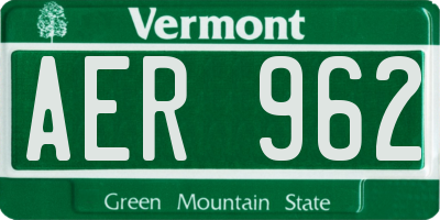 VT license plate AER962