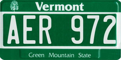 VT license plate AER972