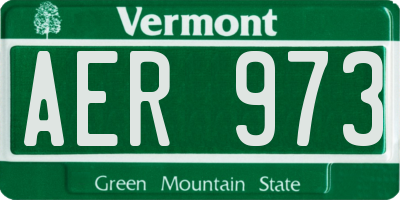 VT license plate AER973