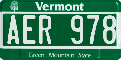 VT license plate AER978