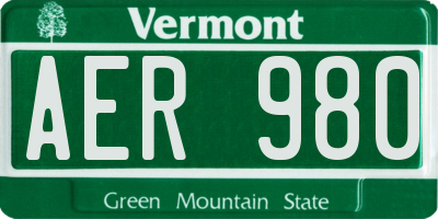 VT license plate AER980