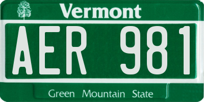 VT license plate AER981