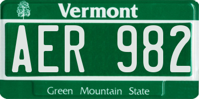 VT license plate AER982