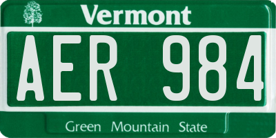 VT license plate AER984