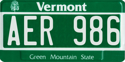 VT license plate AER986