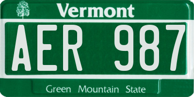 VT license plate AER987