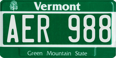 VT license plate AER988