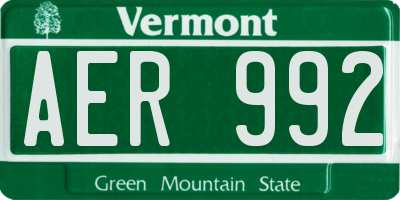 VT license plate AER992