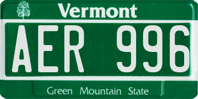 VT license plate AER996
