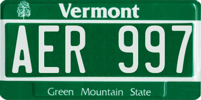 VT license plate AER997