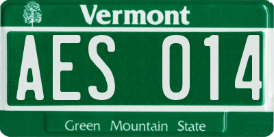 VT license plate AES014