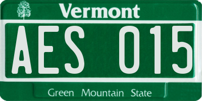 VT license plate AES015