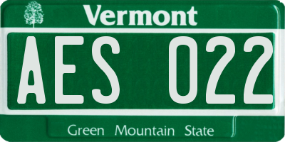 VT license plate AES022