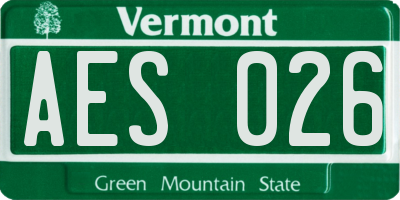 VT license plate AES026