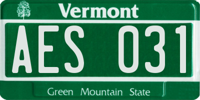 VT license plate AES031