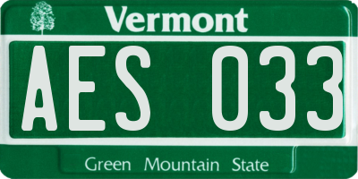VT license plate AES033