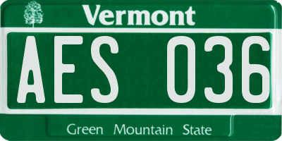 VT license plate AES036