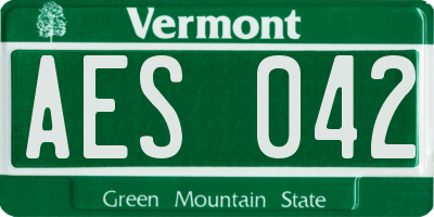 VT license plate AES042