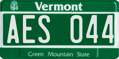 VT license plate AES044