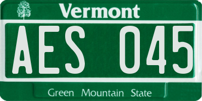 VT license plate AES045