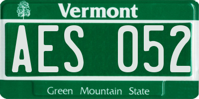 VT license plate AES052