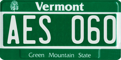 VT license plate AES060
