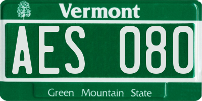 VT license plate AES080