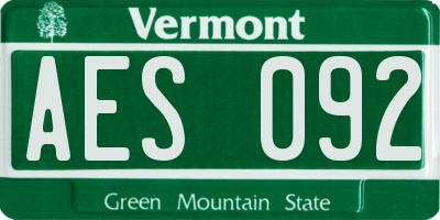 VT license plate AES092