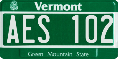 VT license plate AES102