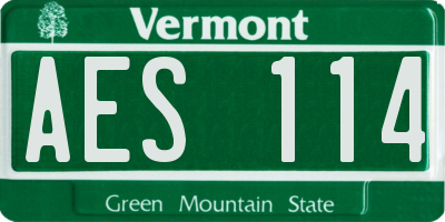 VT license plate AES114