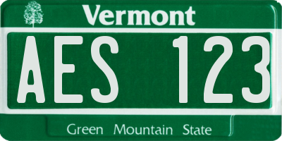 VT license plate AES123