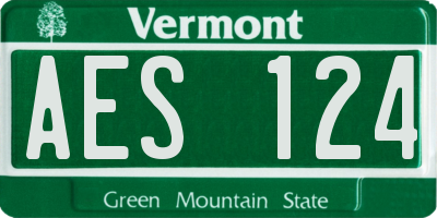 VT license plate AES124