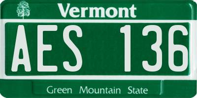 VT license plate AES136