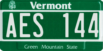 VT license plate AES144