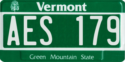 VT license plate AES179