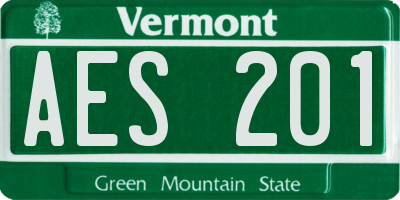 VT license plate AES201