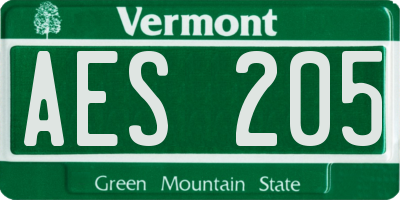 VT license plate AES205