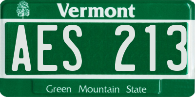 VT license plate AES213