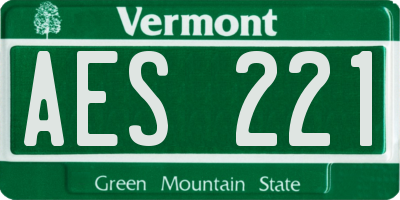VT license plate AES221