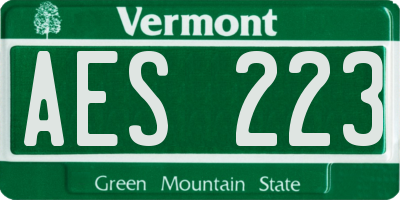 VT license plate AES223