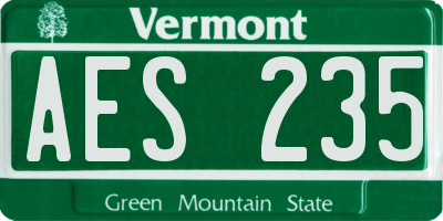 VT license plate AES235