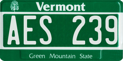 VT license plate AES239