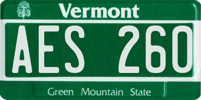 VT license plate AES260