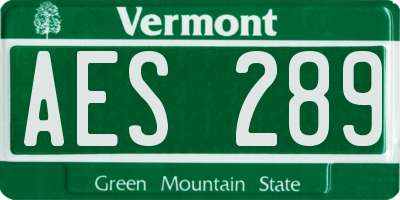 VT license plate AES289