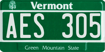 VT license plate AES305