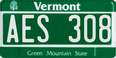 VT license plate AES308