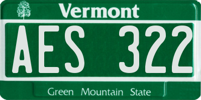 VT license plate AES322